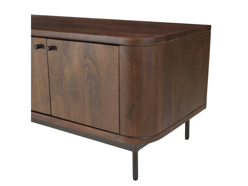  Alix - meuble tv design bois foncé et métal noir 4 portes alix  - Conforama D
