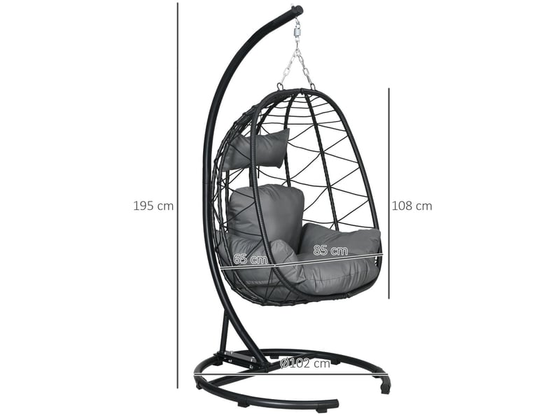 Fauteuil de jardin fauteuil suspendu en rotin structure incluse coussin inclus housse imperméable incluse charge maximale 150 kg - Conforama B