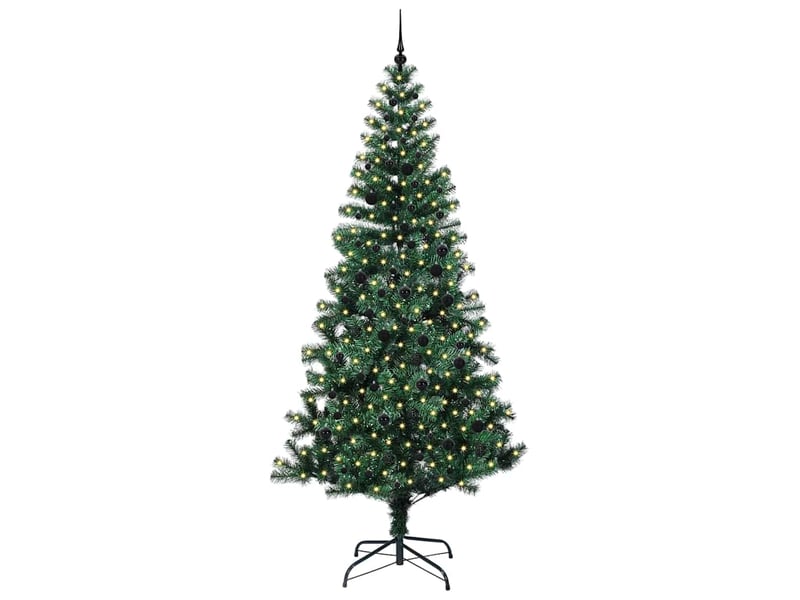 Sapin de noël - arbre de noël artificiel pré-éclairé vert 240 cm pvc et métal - Conforama C