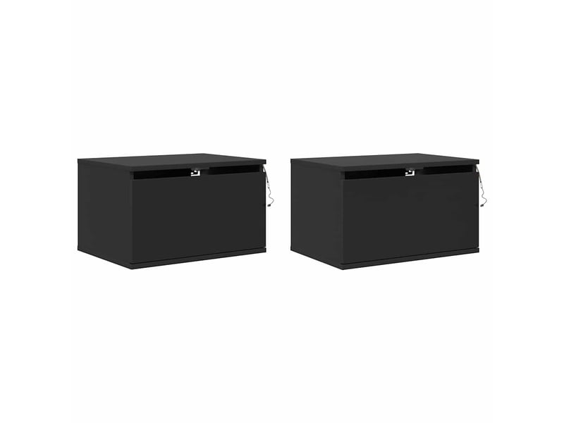 Lot de 2 tables de chevet - cabinet de chevet - table de nuit murales avec lumières led noir - Conforama B