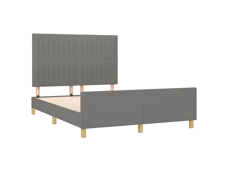  Lit double- lit adulte -  cadre de lit sans matelas gris foncé 140x190 cm tissu  - Conforama C