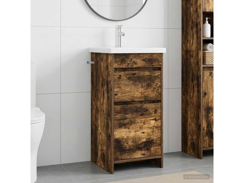 Meuble de salle de bain avec évier chêne fumé 42x40x84.5 cm shl3411 - Conforama B