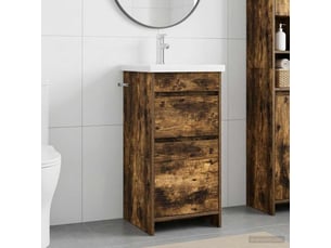 Meuble de salle de bain avec évier chêne fumé 42x40x84.5 cm shl3411