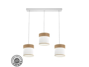 Rampe de plafond fabrilamp cloe blancbois clair 3 x e27 hauteur réglable 35-108 cm 60x16 cm