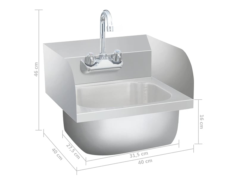  Lavabo de bain commercial de lavage des mains avec robinet inox cf65641  - Conforama E