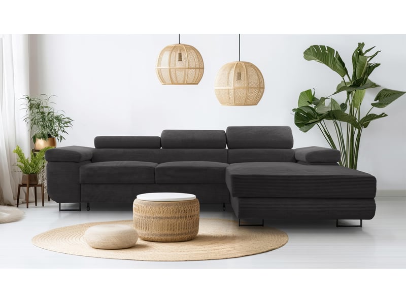 Canapé d’angle en velours côtelé arborio 280 cm gris foncé d Arborio - Conforama B