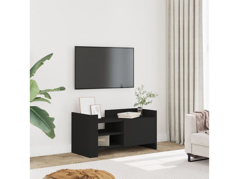  Meuble tv - banc tv - meuble de rangement noir 80x35x40 cm bois d’ingénierie  - Conforama B