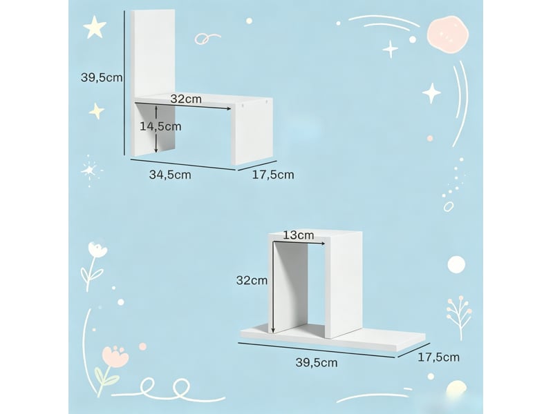  Étagère de bureau modulaire 34,5 x 17,5 x 39,5 cm – blanc – 2 éléments configurables, rangement ouvert  - Conforama C
