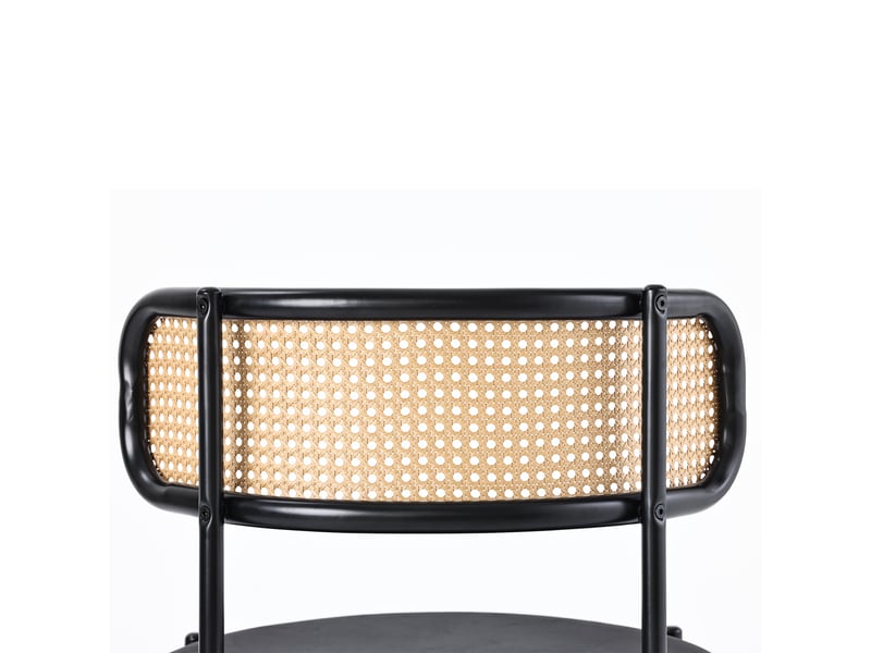  Lot de 2 chaises de salle à manger,45x51x75 cm,avec dossier en rotin,velours,noir  - Conforama E