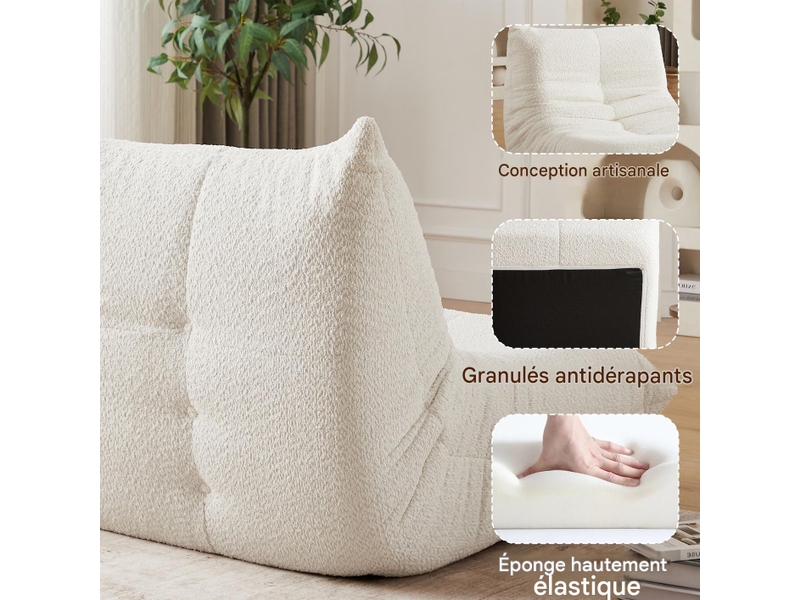  Chauffeuse de sol sans accoudoirs en tissu chenille beige W3349P416282 - Conforama D