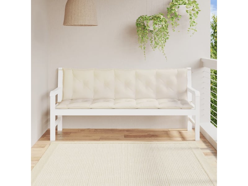  Lot de 2 coussins de banc de jardin, coussins d'assise blanc crème tissu oxford cf58636  - Conforama B