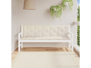 Lot de 2 coussins de banc de jardin, coussins d'assise blanc crème tissu oxford cf58636