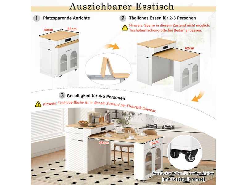  Blanc table de bar extensible avec rangement, design moderne, structure fonctionnelle pour cuisine et salle à manger  - Conforama C