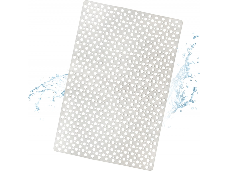  Tapis de salle de bain antidérapant, tapis de douche tpe avec ventouses et trous de drainage, blanc 43x75 cm  - Conforama A