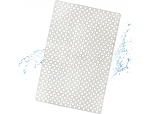 Tapis de salle de bain antidérapant, tapis de douche tpe avec ventouses et trous de drainage, blanc 43x75 cm