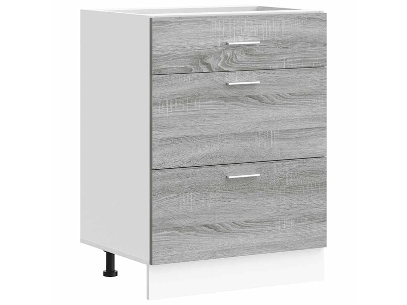  Meuble de rangement, meuble bas de cuisine lyon gris sonoma bois d'ingénierie  - Conforama A