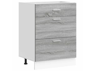 Meuble de rangement, meuble bas de cuisine lyon gris sonoma bois d'ingénierie