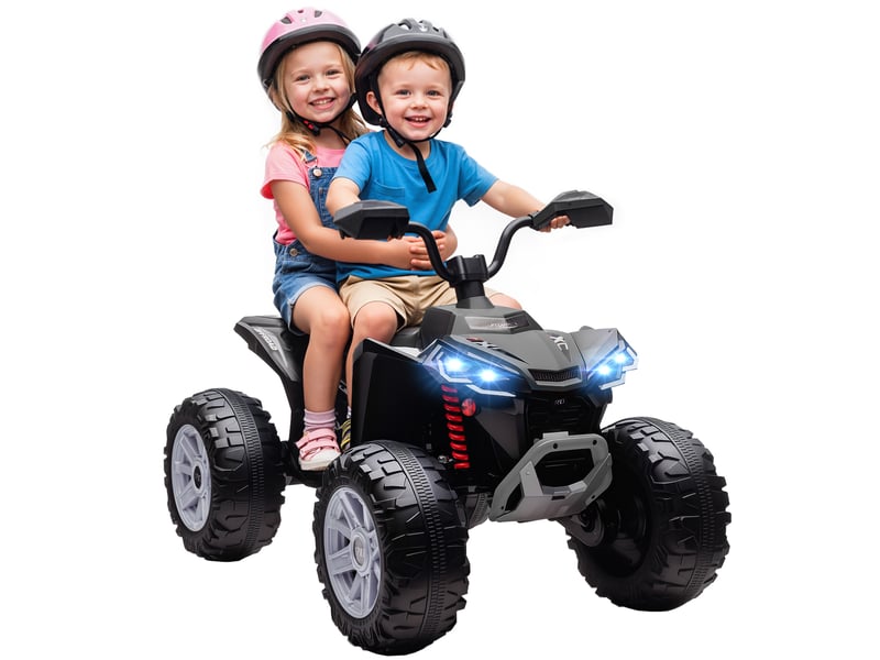  Quad électrique pour enfants, véhicule électrique 24 v à 4 roues, phares, port usb, fonction mp3, vitesse de 6,5 kmh, 3-8 ans  - Conforama A