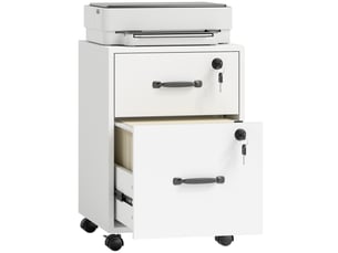 Caisson de bureau mobile à 2 tiroirs sur roulettes blanc 40 x 40 x 54,1 cm