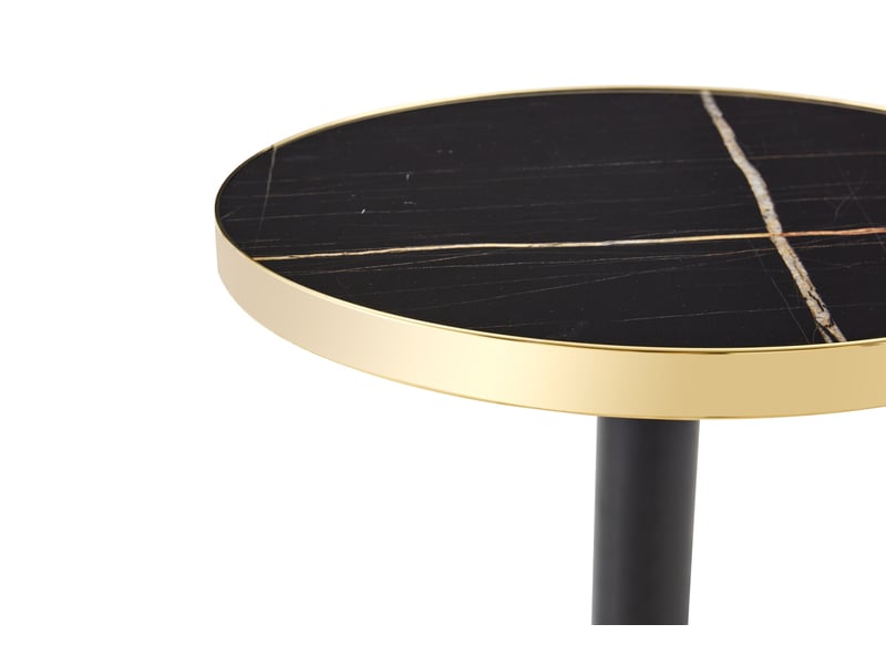 Table d’appoint ronde, table salon moderne table, design moderne, pratique, plateau mdf, piètement métal, coloris noir  - Conforama E