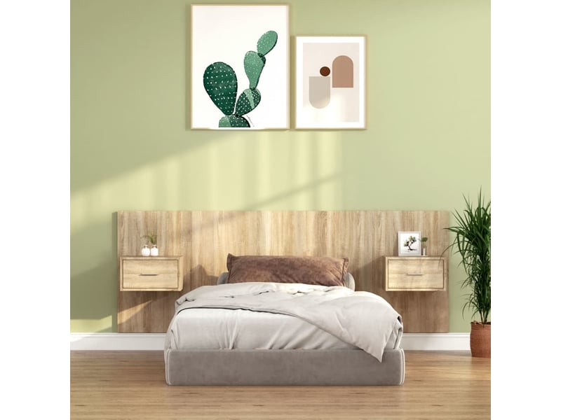  Tête de lit - armoire de tête de lit - avec chevets chêne sonoma bois d'ingénierie fr10674  - Conforama B