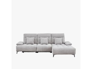 Canapé d'angle relax électrique en tissu matelassé gris - angle droit