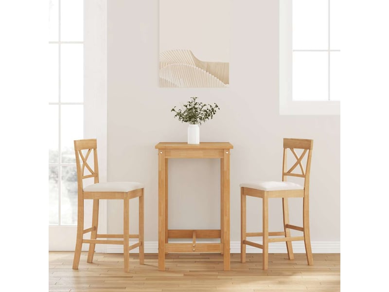  Lot de 2 tabouret de bar avec coussins en bois massif naturel et caoutchouc shl91103  - Conforama B