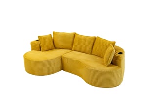 Canapé incurvé moderne avec porte-gobelets intégrés 250 x 152 x 82 cm rangement latéral