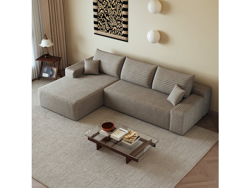  Canapé modulaire 270x175x83 cm avec chaise longue camel  - Conforama B