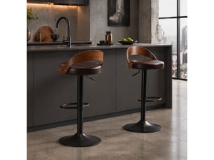 tabouret de bar assise réglable en hauteur <strong>STILVORA</strong> - marron hauteur d'assise 62 cm vendu Par paire