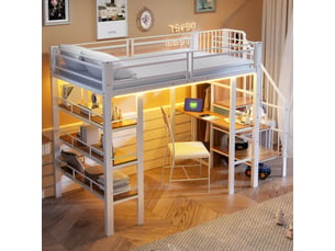 Lit mezzanine 90x200 cm <strong></strong>  <strong></strong> coloris blanc