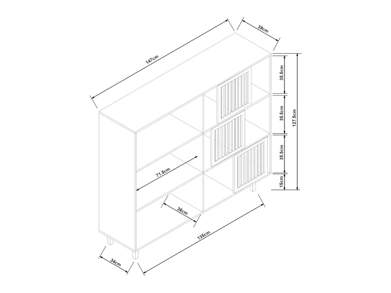 Bibliothèque 128 x 147 x 39 cm bambou naturel 03_0009004  - Conforama B