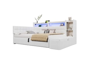 Lit banquette 140x200 cm <strong>SAPGAKS</strong> <strong></strong> coloris blanc