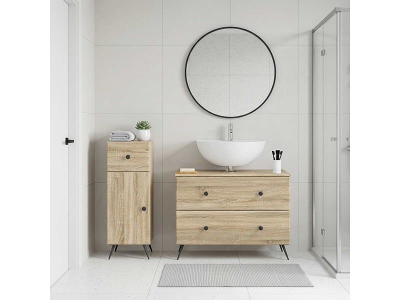  Ensemble de 2 meubles de salle de bain breda chêne sonoma cf63094  - Conforama B