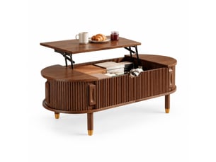 Table basse ovale coloris bois foncé STILVORA - 48 cmx110 cm