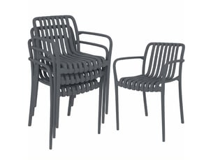 Lot de 4 fauteuils de jardin empilables 55 x 58,5 x 81,5 cm – gris foncé – confort terrasse