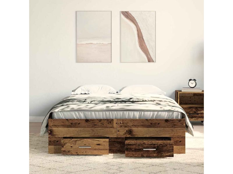 Lit double- lit adulte - cadre de lit bois ancien 120 x 190 cm bois d'ingénierie - Conforama B