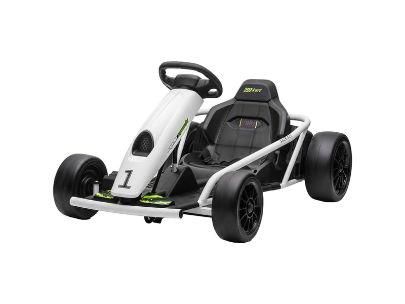  Karting électrique 24 v pour enfants, jusqu'à 13 kmh, avec fonction drift, équipé de 2 moteurs, pour les 8-12 ans, blanc  - Conforama B