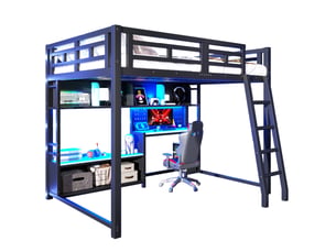 Lit mezzanine 140x200 cm <strong>WISHDOR</strong>  <strong></strong> coloris noir
