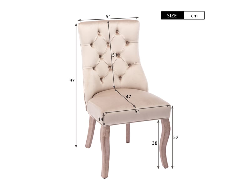  Lot de 2 chaises de salle à manger à dossier haut en velours beige  - Conforama E
