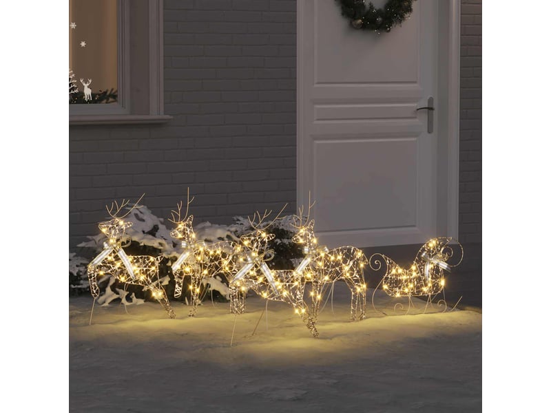 Lot de 5 rennes led, éclairage de noël, décoration de noël 40 led doré 44 x 18 x 65,5 cm pet cf62088 - Conforama B