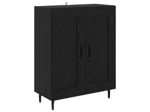 Buffet - bahut - meuble de rangement chêne noir 69,5 x 34 x 90 cm bois d'ingénierie et fer