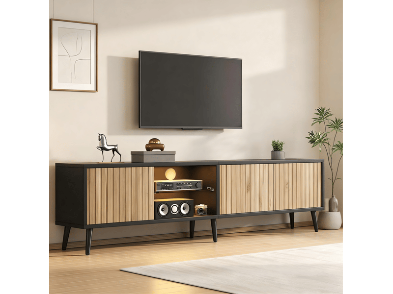  Meuble tv led 175 cm 75 pouces rangement 3 portes cravdom  - Conforama B