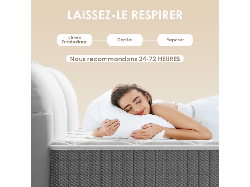  Matelas 140x200,22cm, fermeté moyenne, soutien parfait,respirant,réversible à deux faces utilisables  - Conforama C