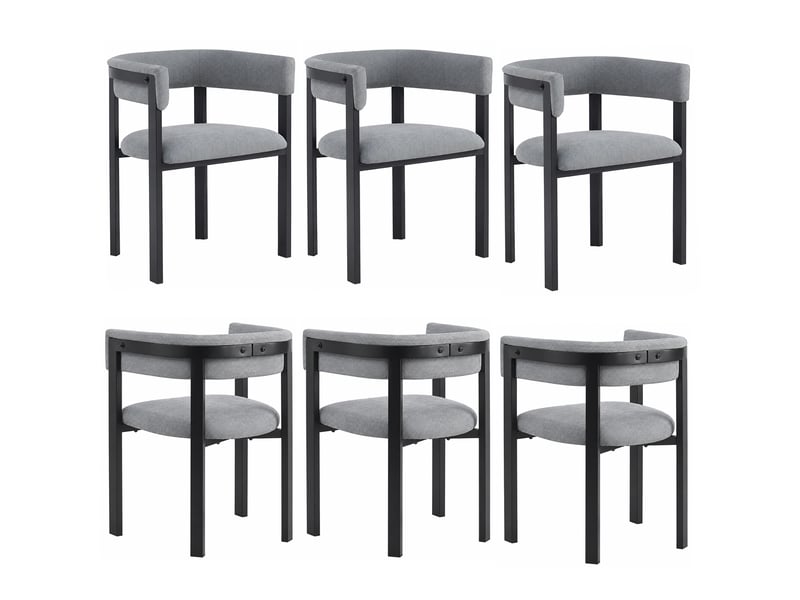  Lot de 6 chaises de salle à manger,61x50x76 cm,style moderne,chenille,gris  - Conforama A