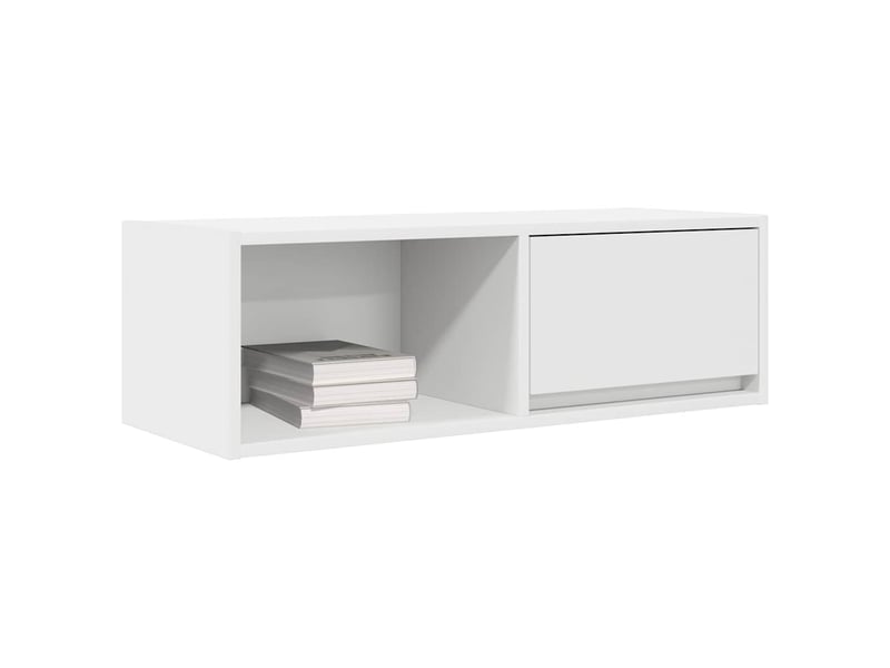  Lot de 2 meuble tv bas salon blanc 80x31x25,5 cm bois d'ingénierie shl9598  - Conforama D
