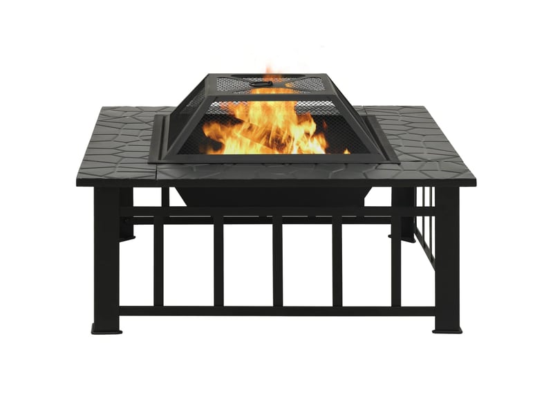  Brasero exterieur, foyer camping avec tisonnier 79x79x46,5 cm xxl acier  - Conforama C