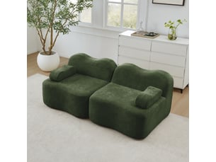 Sofa modulable,192x98x70 cm,2 places sans montage,velours,vert