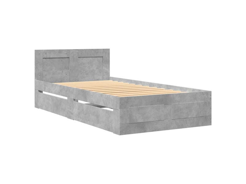  Lit simple- lit adulte -  cadre de lit et tête de lit sans matelas gris béton 90x200 cm  - Conforama B