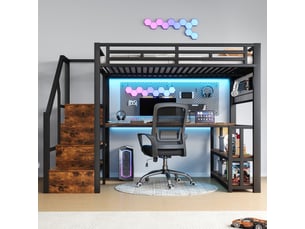 Lit mezzanine 140x200 cm <strong>ZOVIRA</strong>  <strong></strong> coloris noir